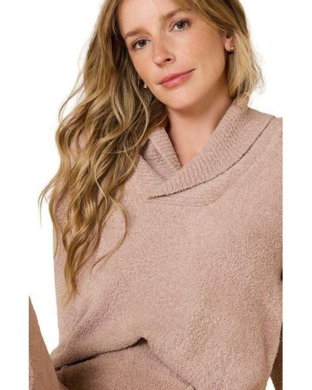 Softies Women's Natural Ultra-Marshmallow Shawl Collar Pullover Top Size Small